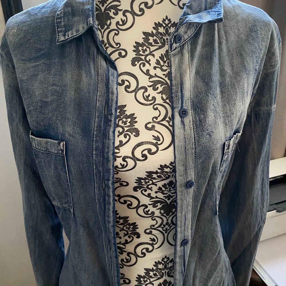 Soft denim button up